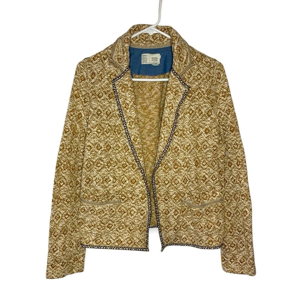 Anthropologie Saturday Sunday Paracas Chartreuse Knit Blazer Women's Size M